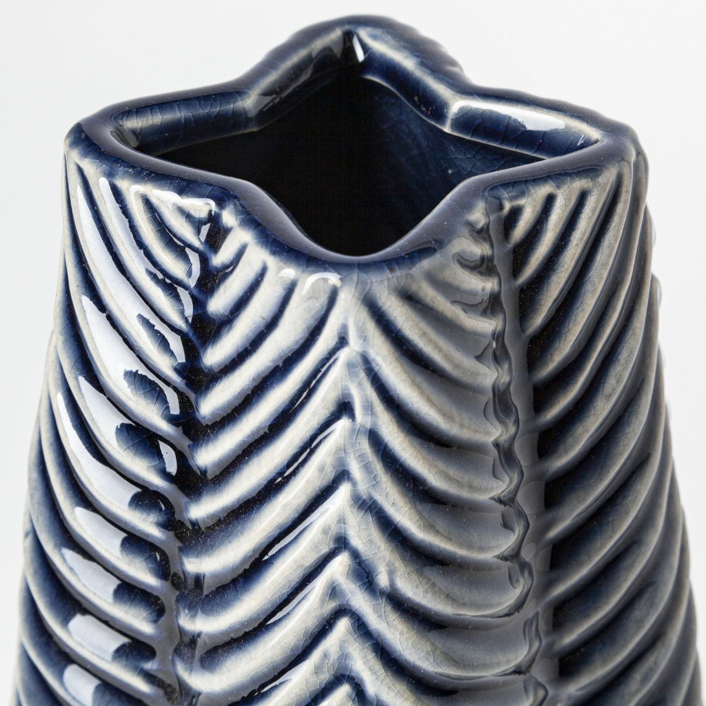 10 Navy Blue Glaze Layered Patterned Star Vase