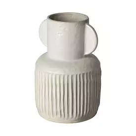 12 Whitewash Handled Textured Ceramic Vase