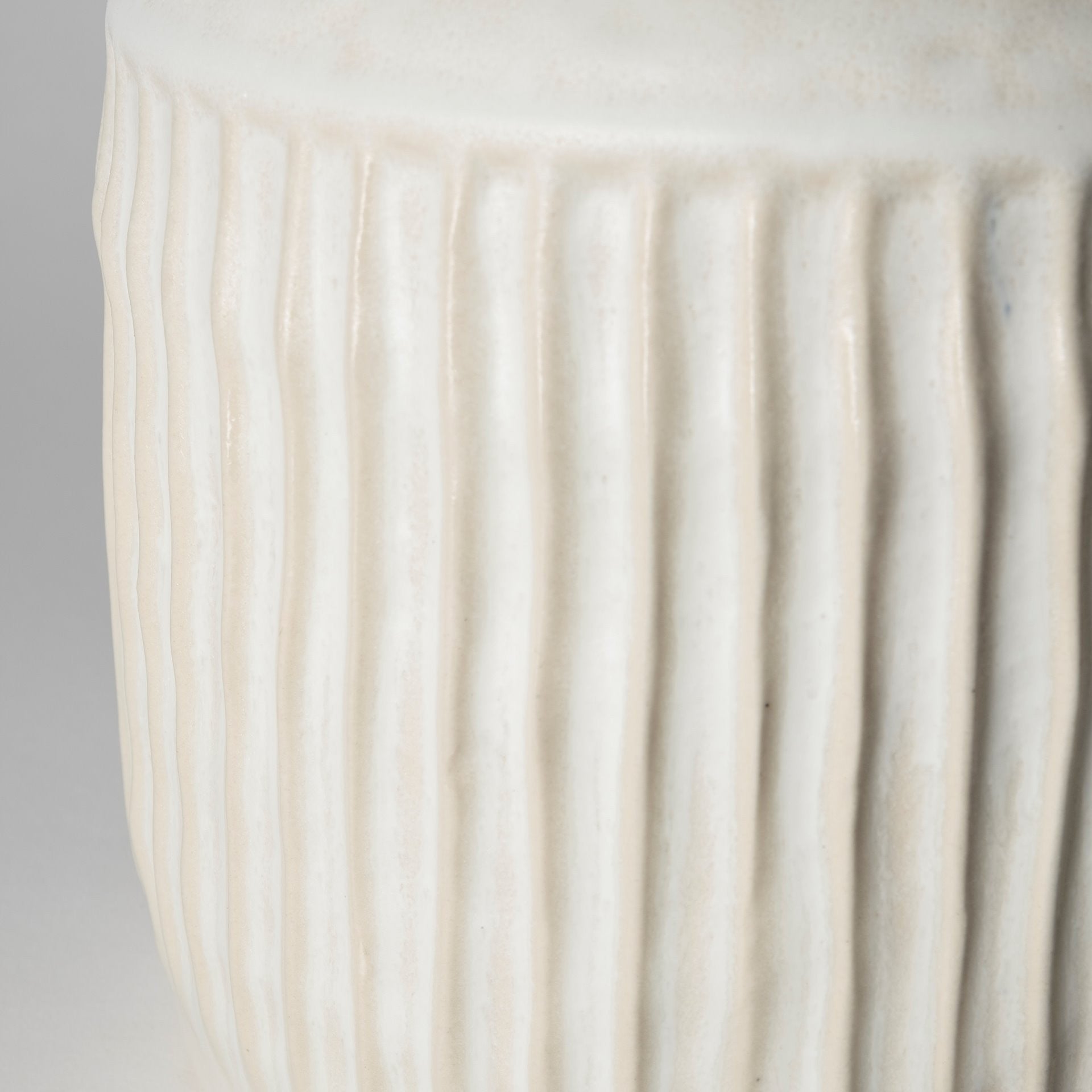 12 Whitewash Handled Textured Ceramic Vase