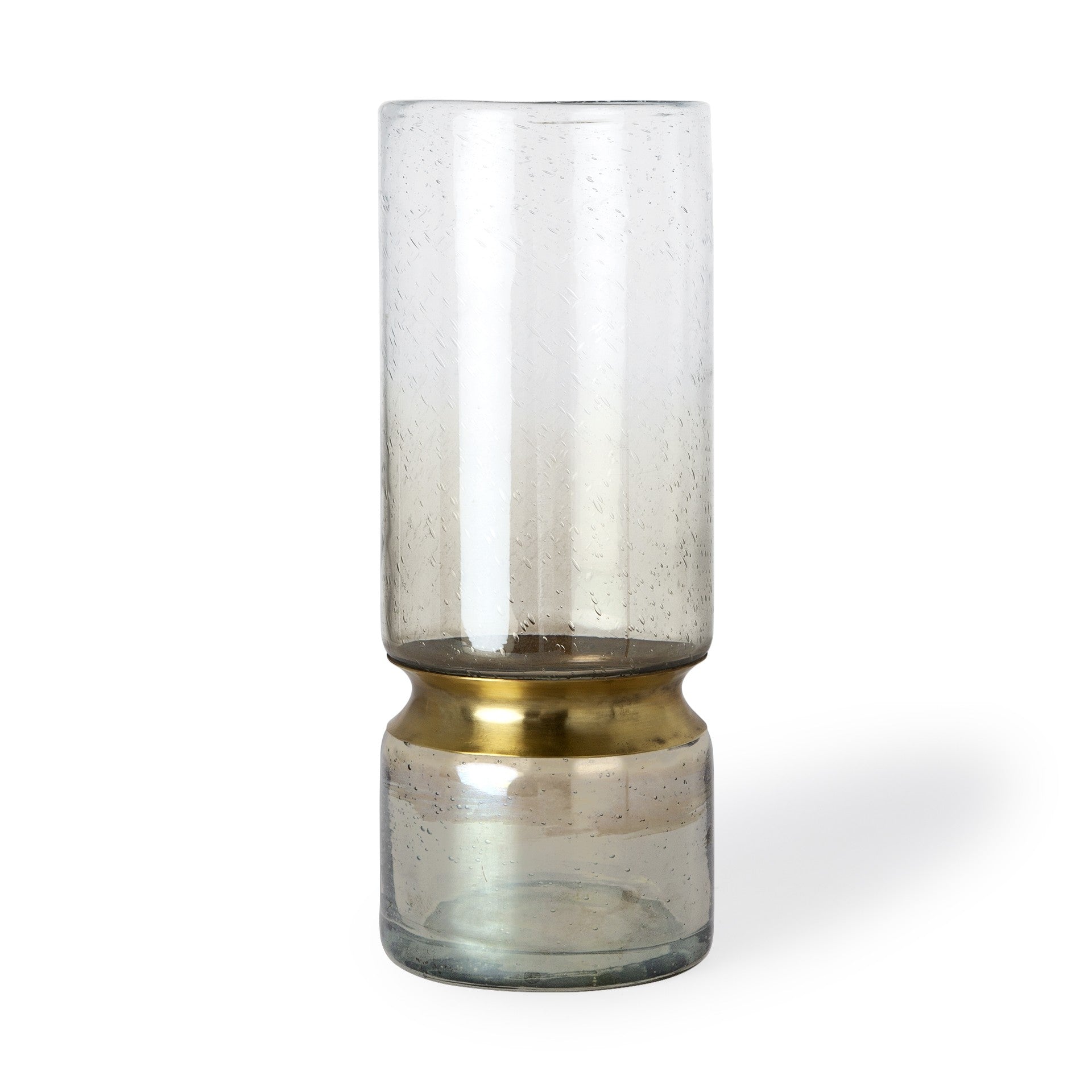 13 Smoked Bubble Glass Gold Accent Vase