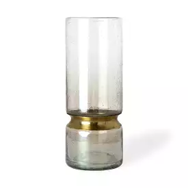 13 Smoked Bubble Glass Gold Accent Vase