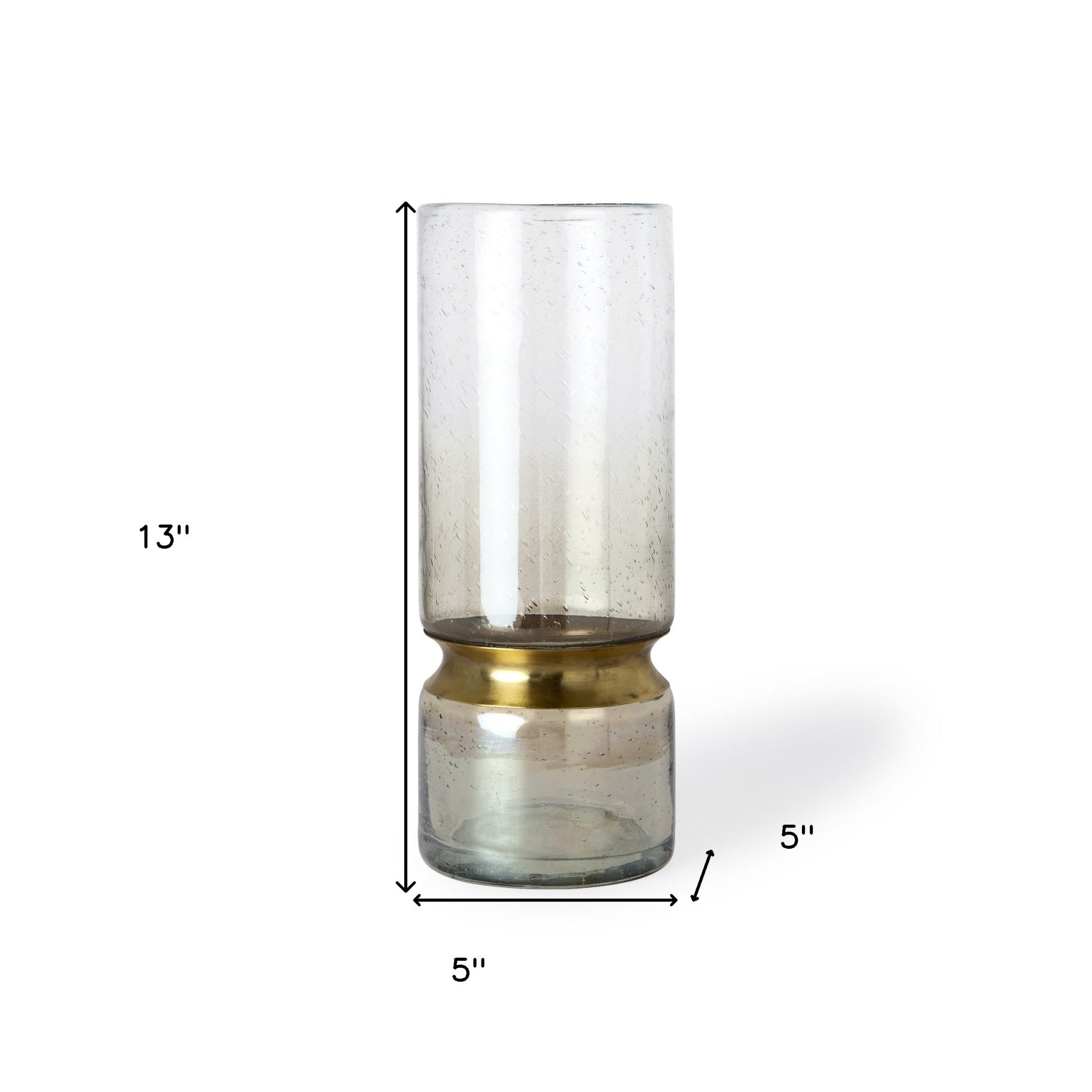 13 Smoked Bubble Glass Gold Accent Vase