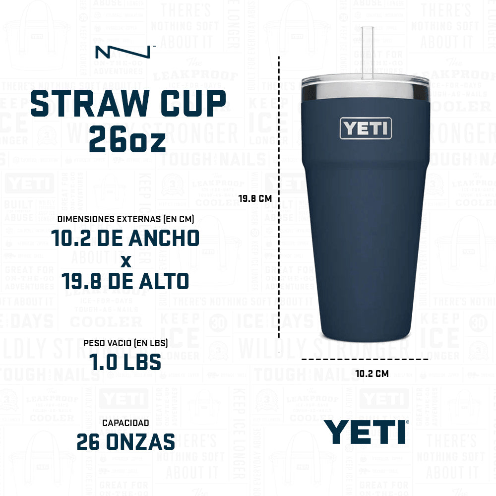 21071500643 TERMO RAMBLER 26oz STRAW CUP BLANCO MARCA YETI