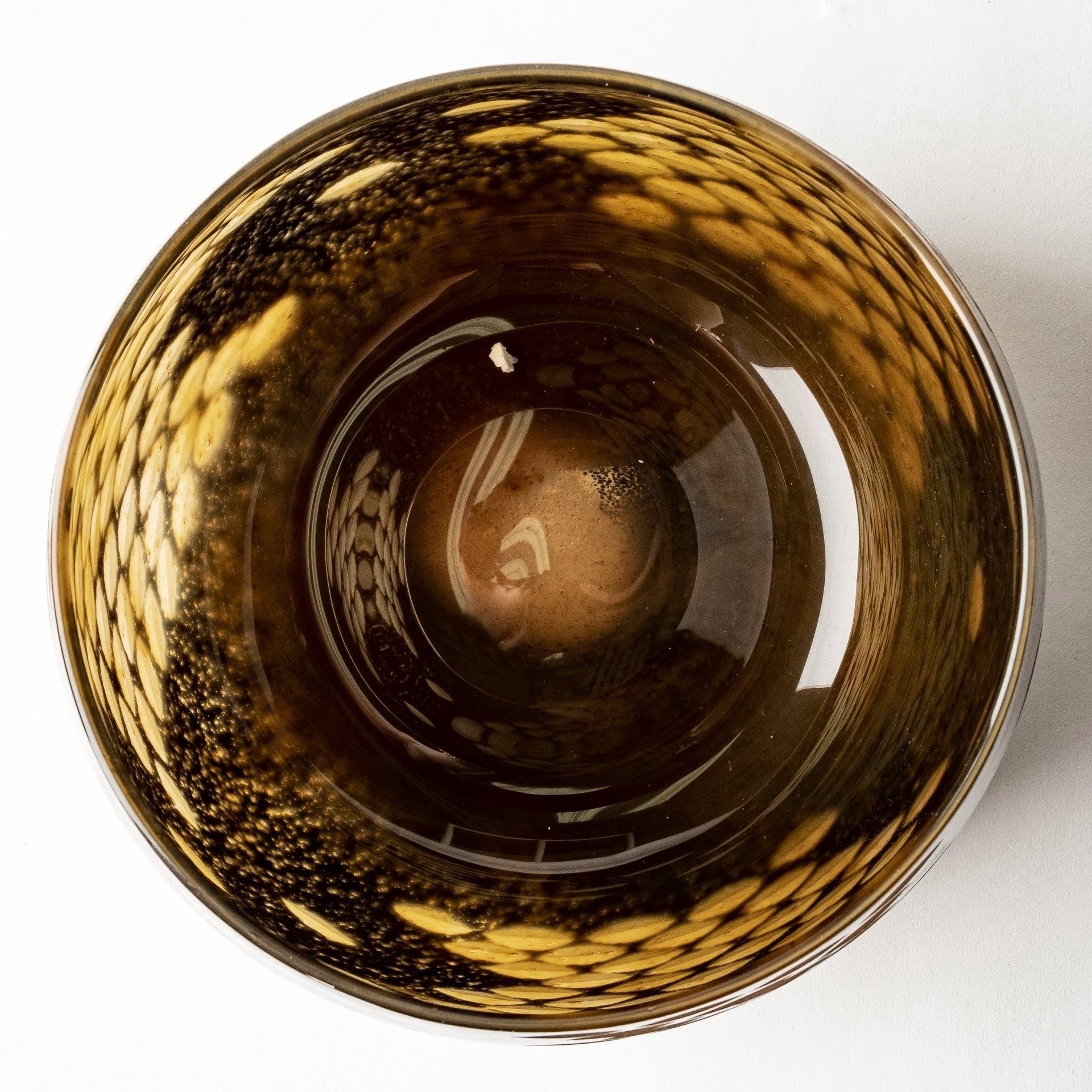 6 Black and Gold Artisan Bubble Glass Vase