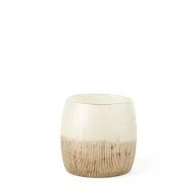 7 Creamy White and Gold Ombre Striped Long Glass Vase