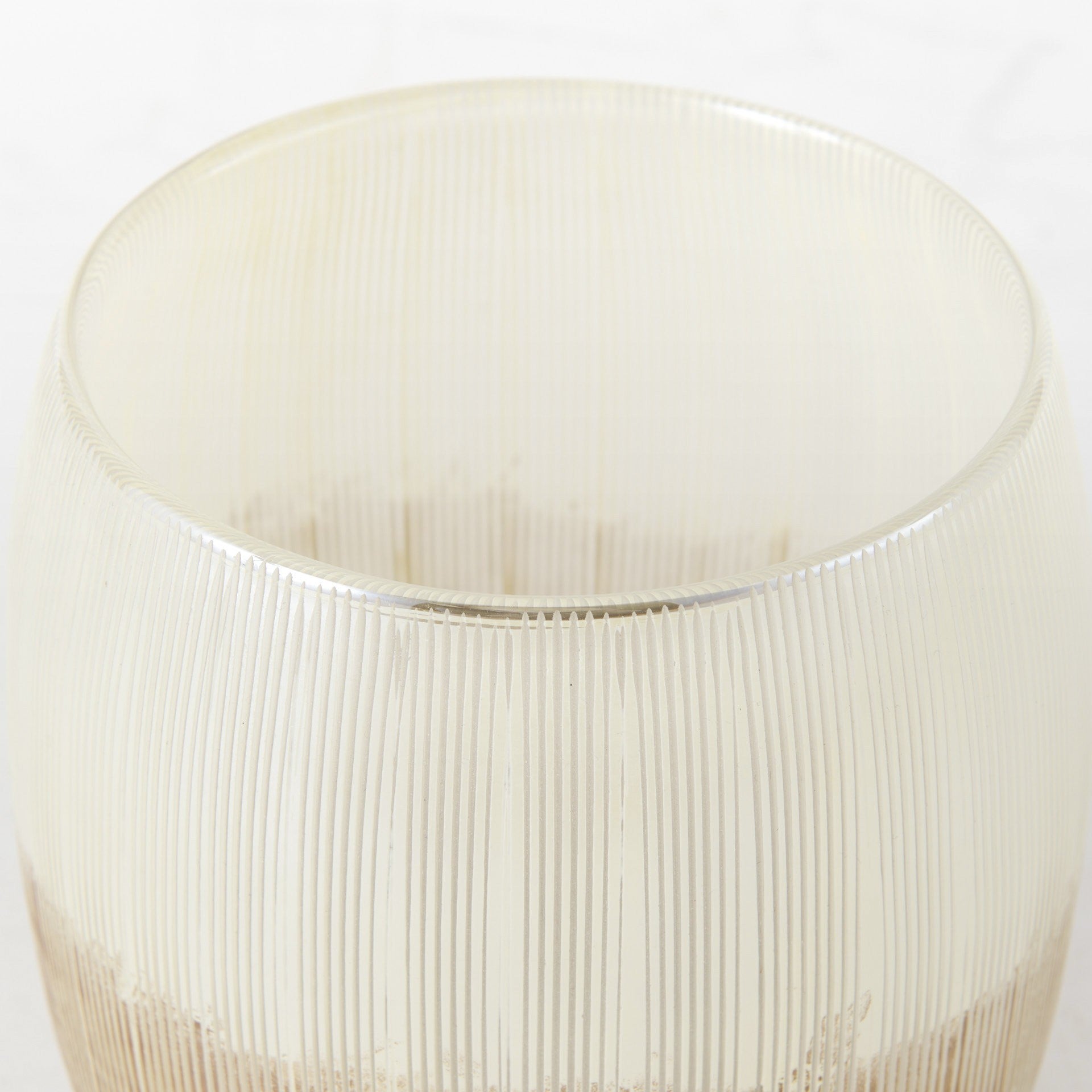 7 Creamy White and Gold Ombre Striped Long Glass Vase