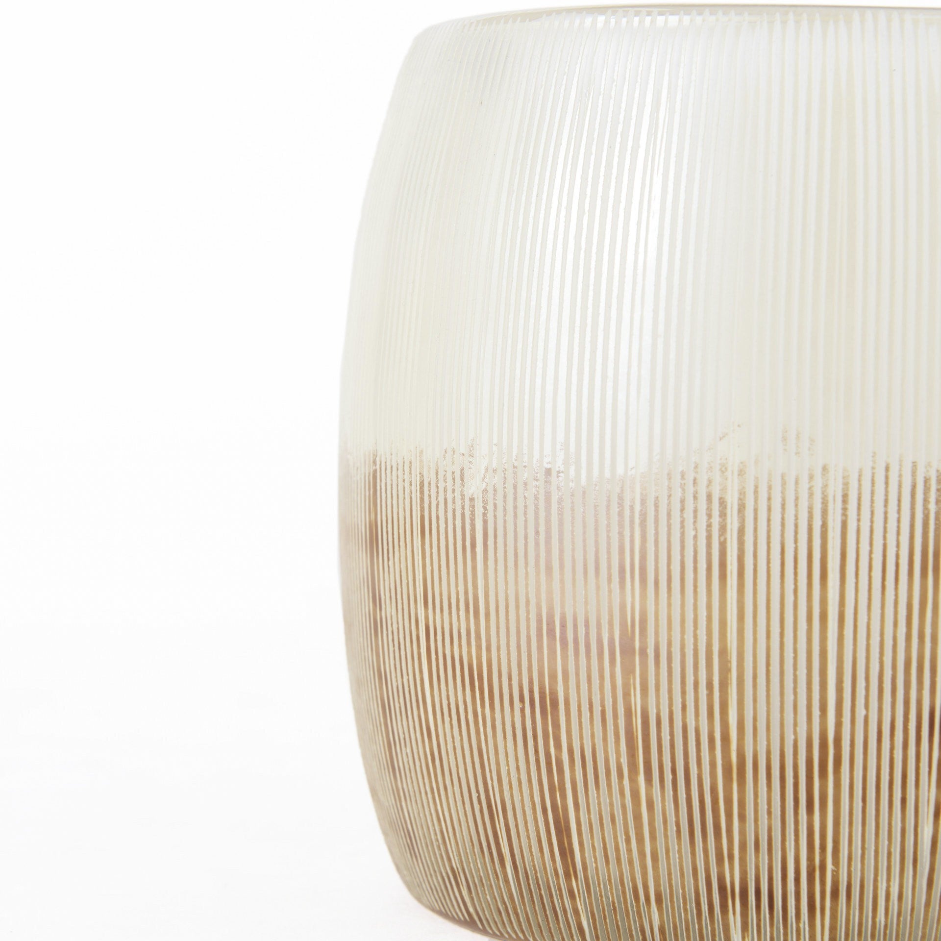 7 Creamy White and Gold Ombre Striped Long Glass Vase