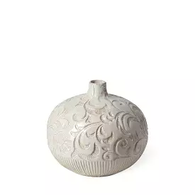 8 Carved White Ceramic Vase