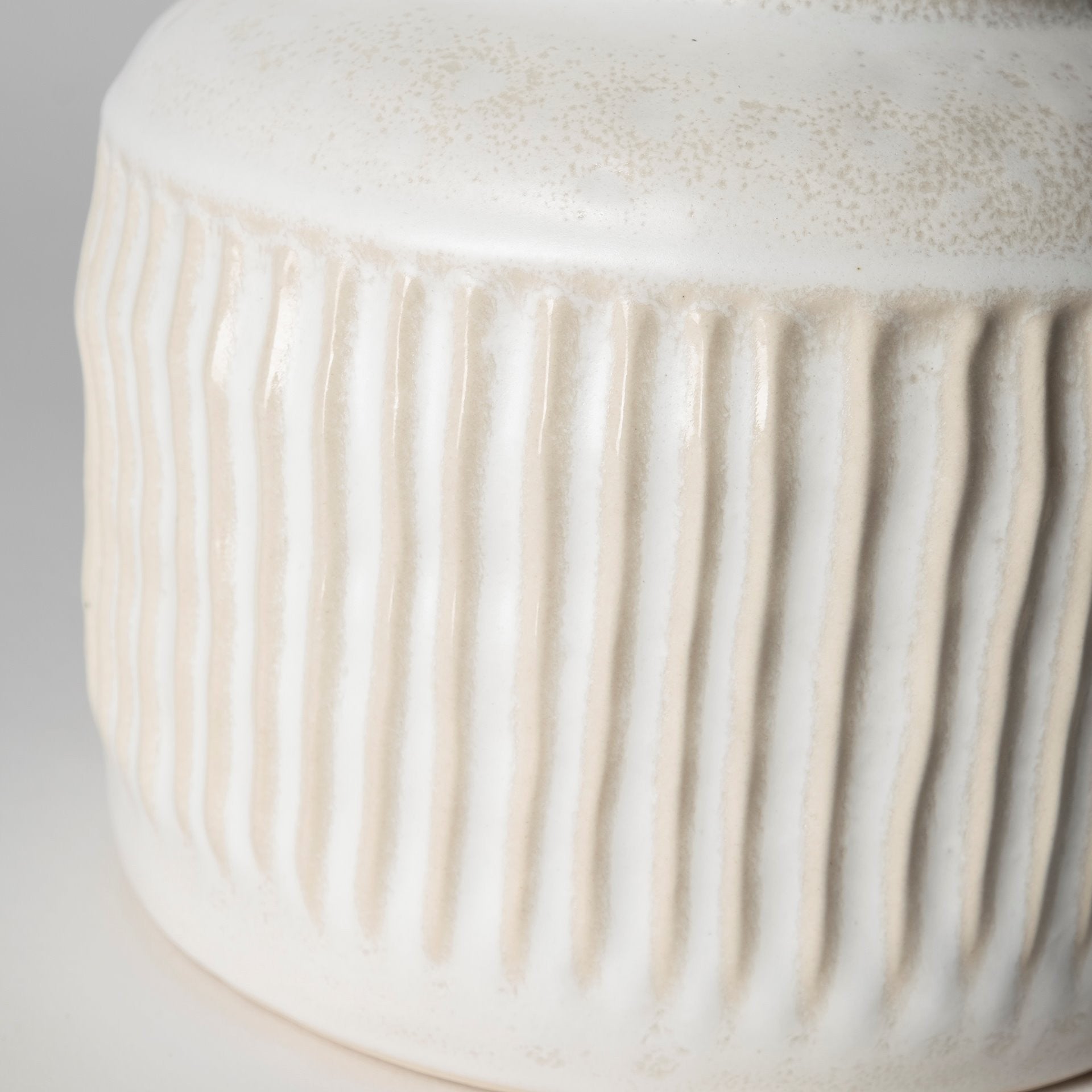 8 Whitewash Handled Textured Ceramic Vase