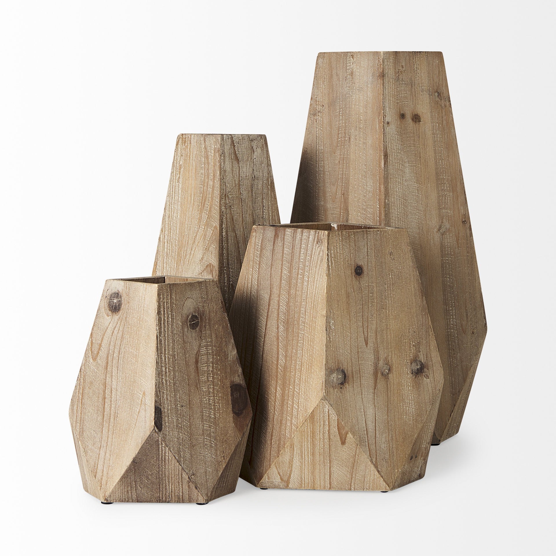 9 Natural Stain Geometric Wooden Vase