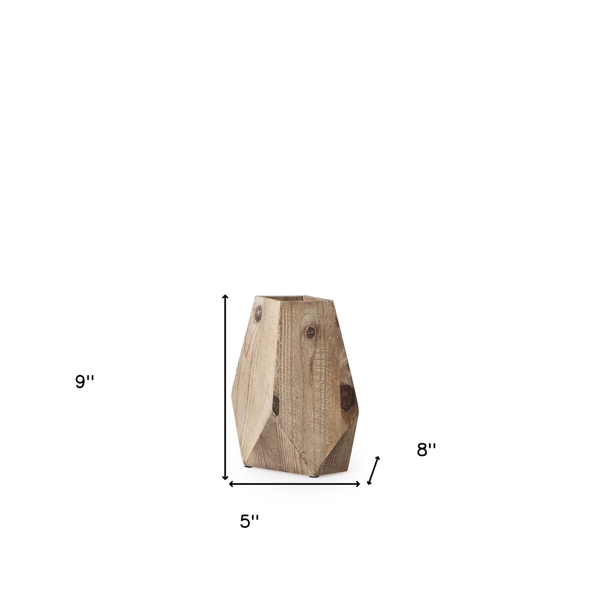 9 Natural Stain Geometric Wooden Vase