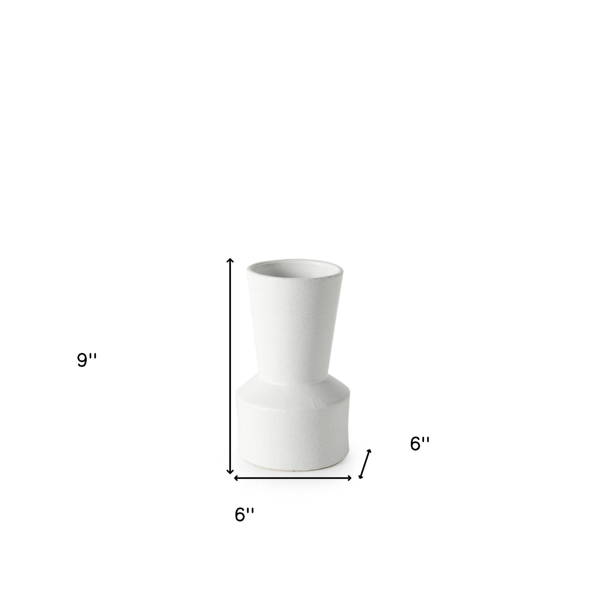 9 White Contempo Deco Ceramic Vase