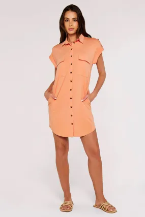 Apricot Utility Shirt Dress