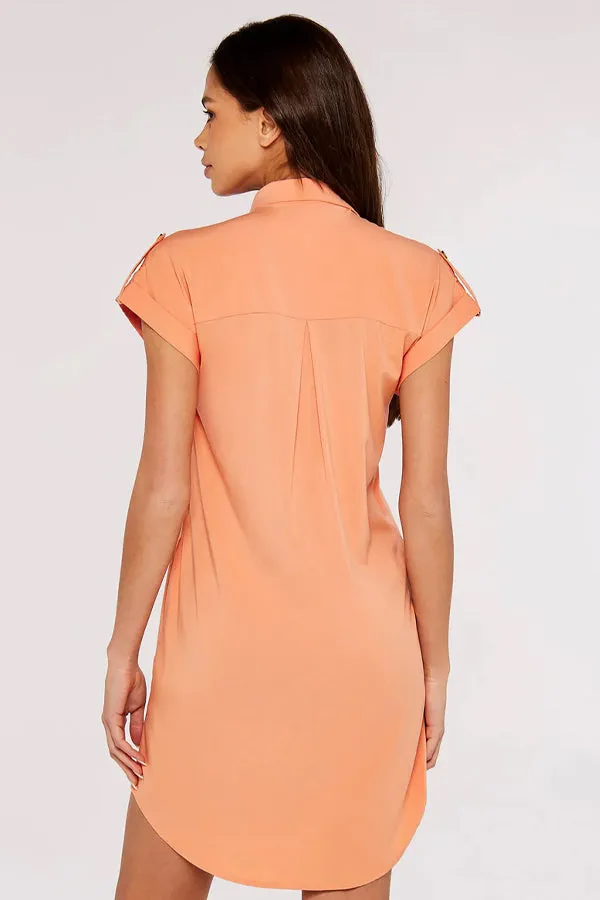 Apricot Utility Shirt Dress