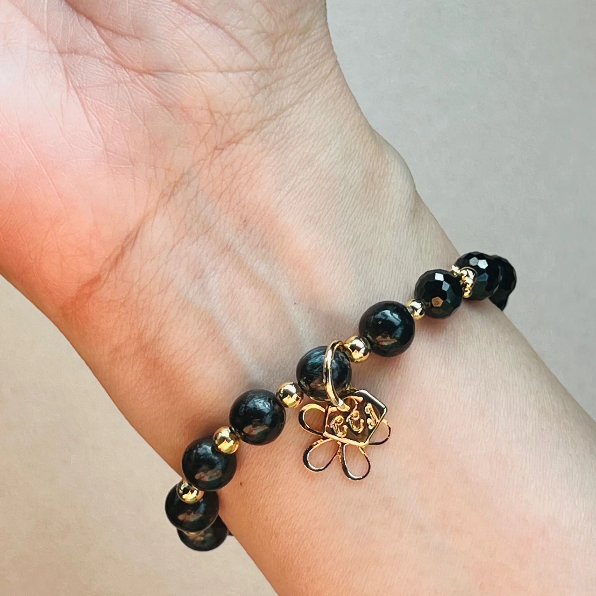 Arfvedsonite & Black Spinel Baby Bracelet