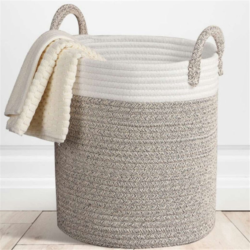 Ashoreshop Large Bucket Fabric Woven Storage Clothing Basket