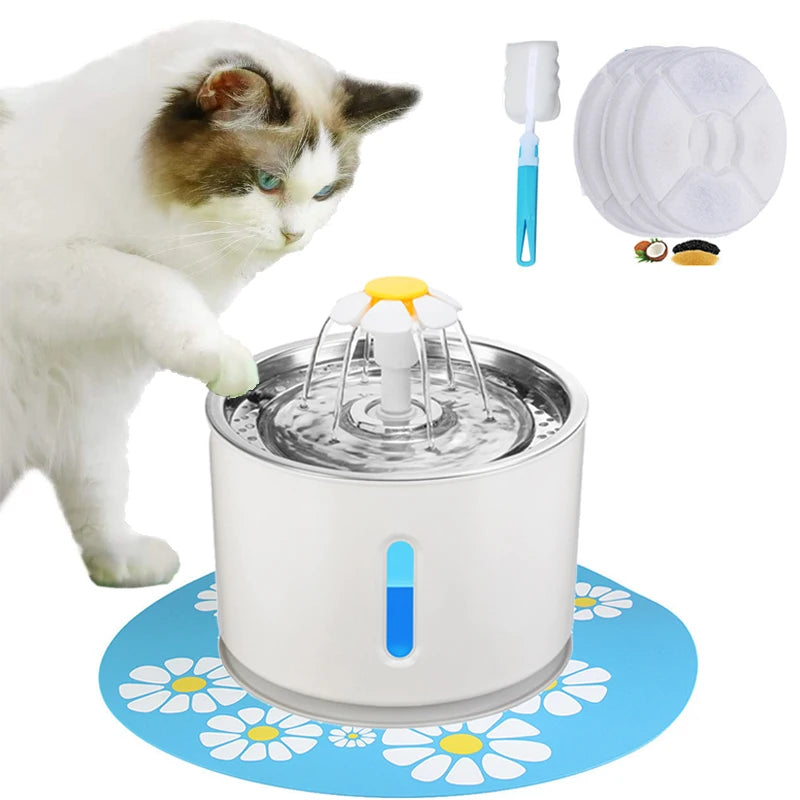 Automatic Dog Feeder Cat Water Fountain Indoor USB LED 2.4L Ultra Quiet Dog Drinking Dispenser Pet Puppy Feeder Fountains Bowls