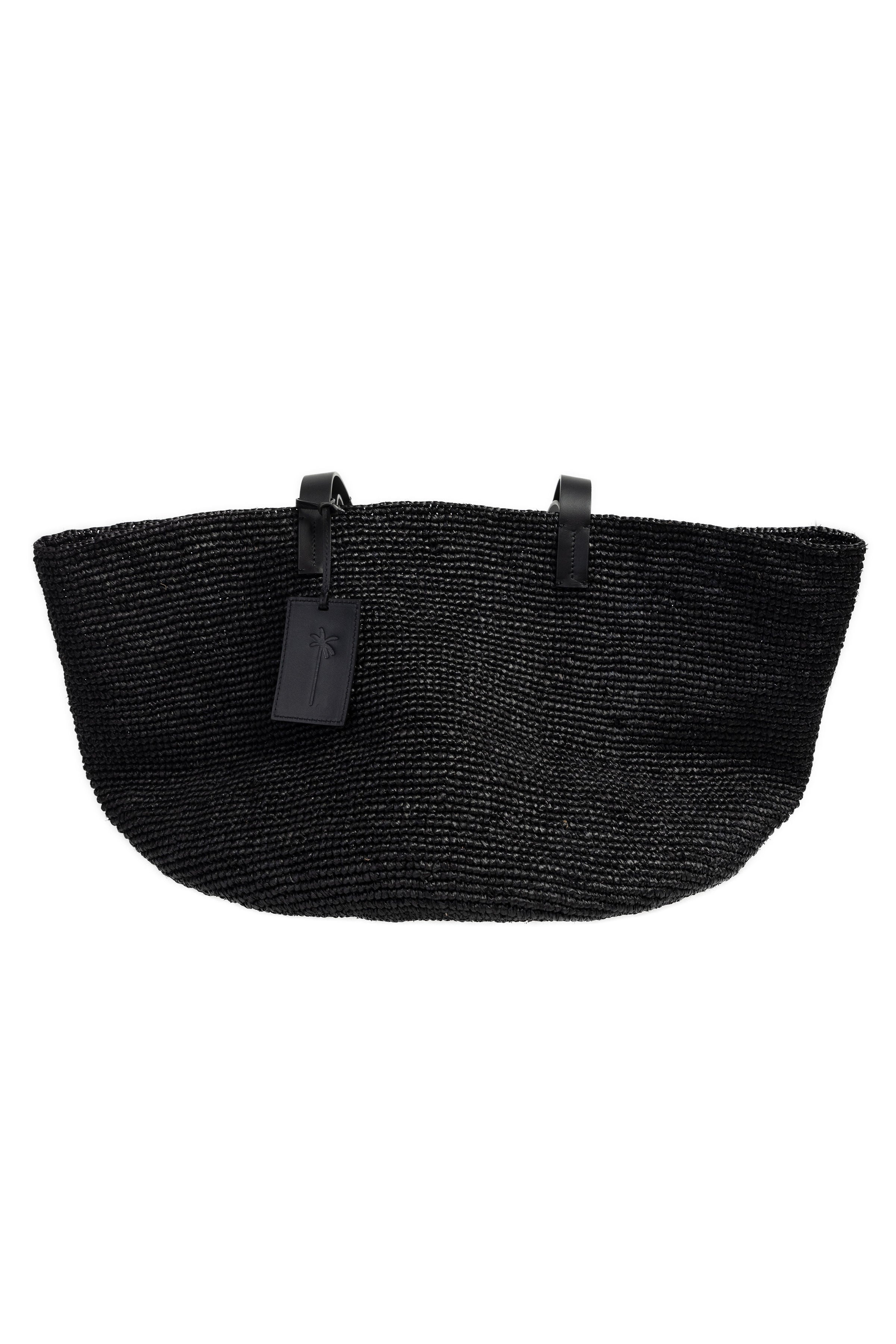 Basket Bag in Natural Black Raffia