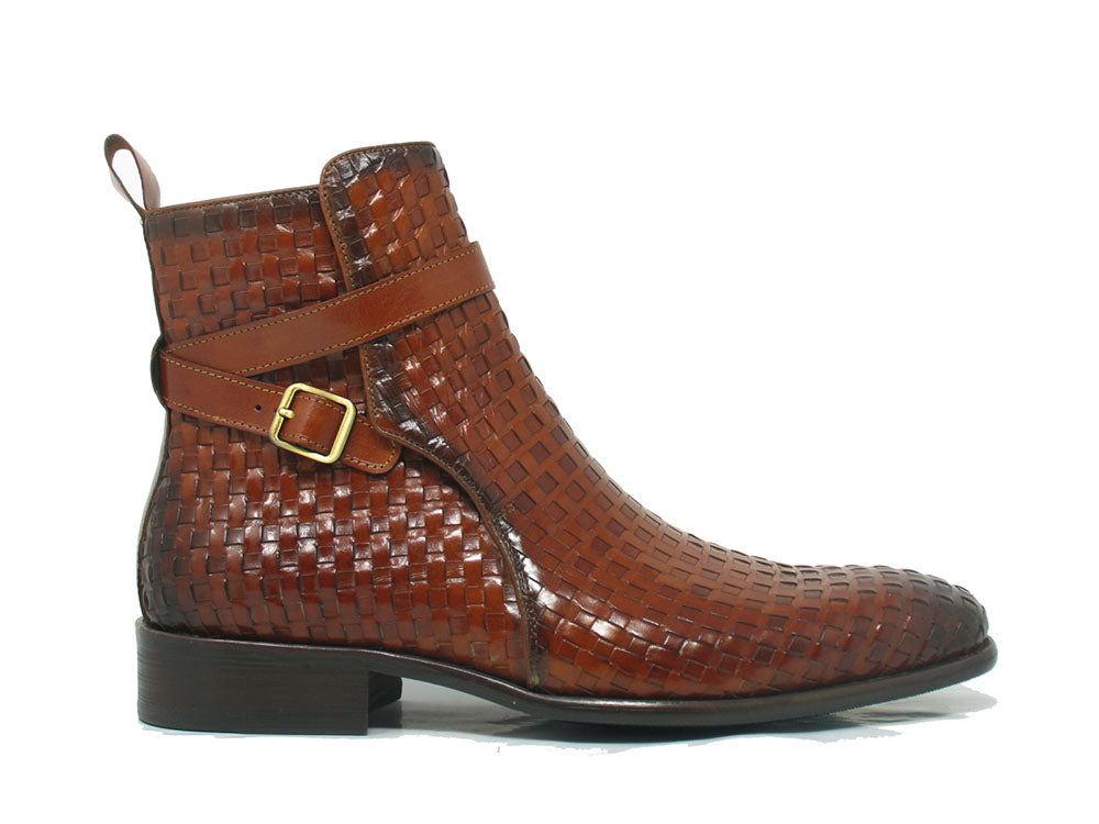 Basket Weave Calfskin Buckle Boot