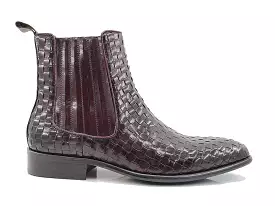 Basket Weave Leather Chelsea Boot