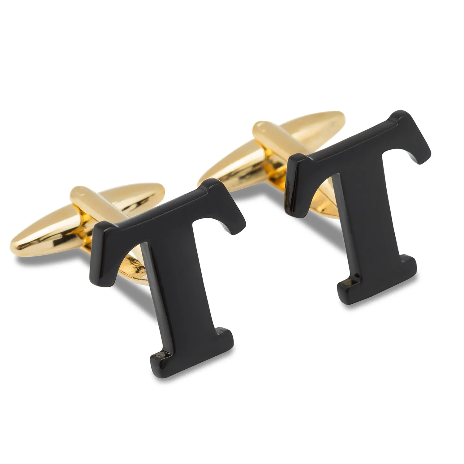 Black And Gold Letter T Cufflinks