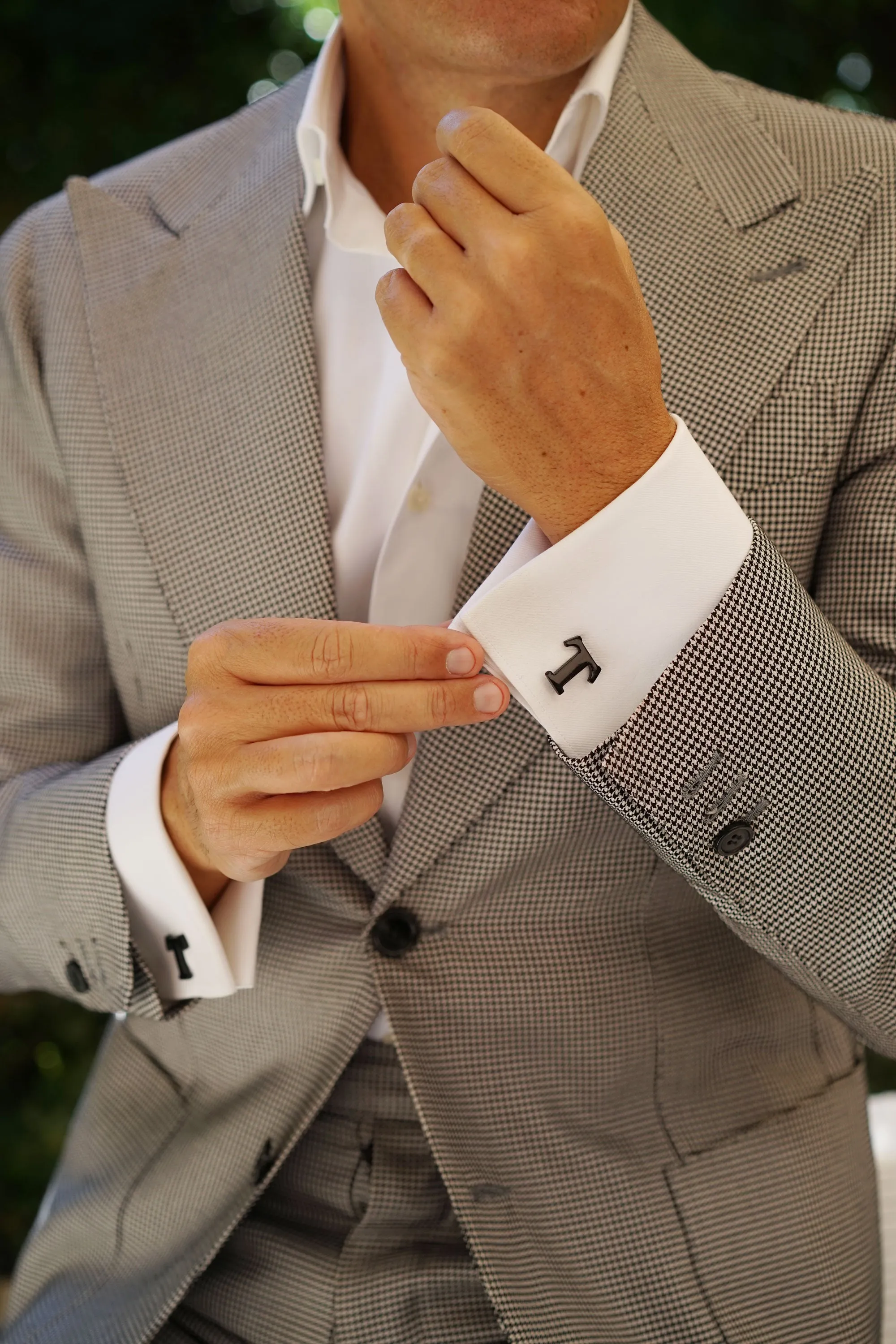 Black And Gold Letter T Cufflinks