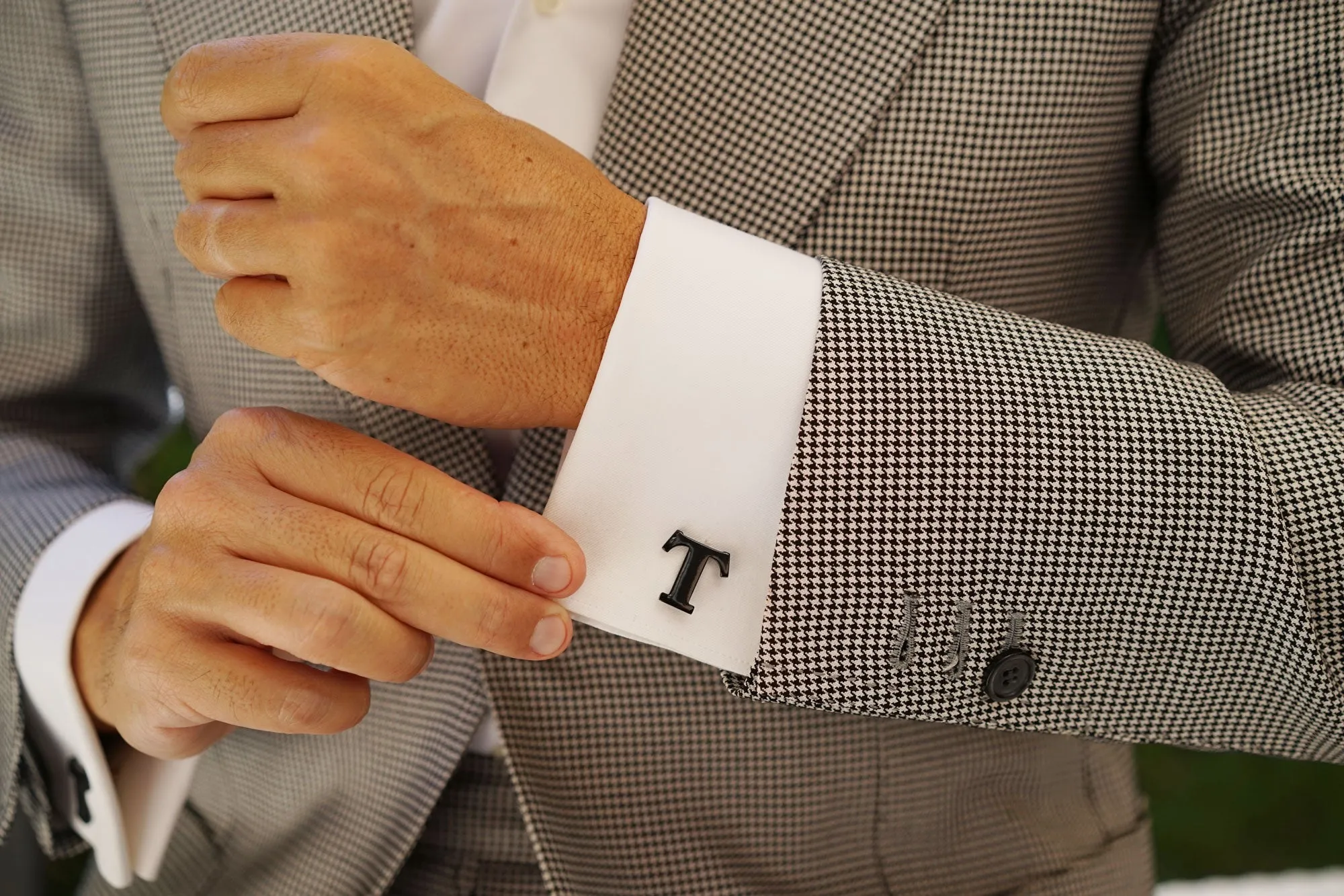 Black And Gold Letter T Cufflinks