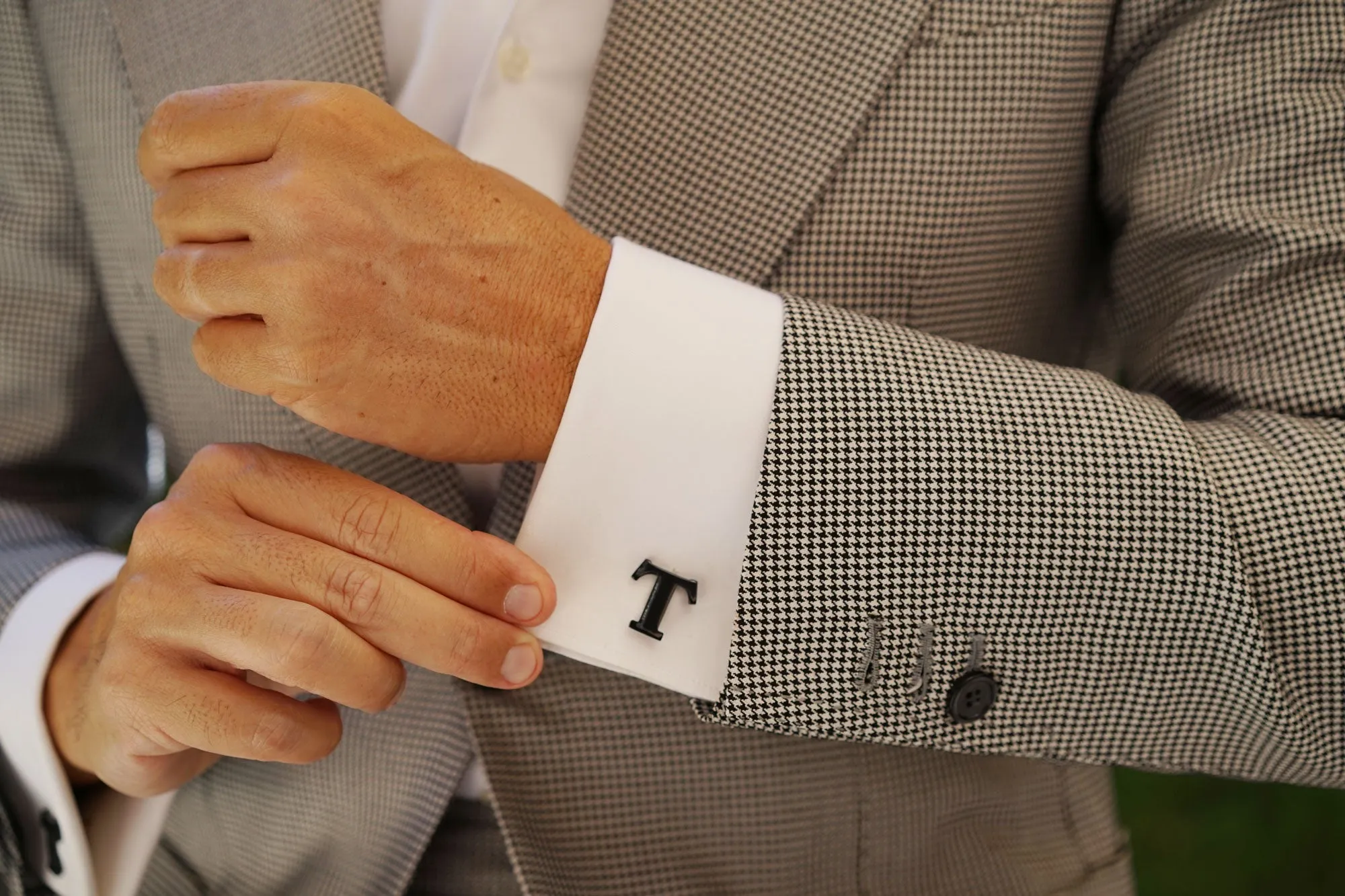 Black And Gold Letter T Cufflinks