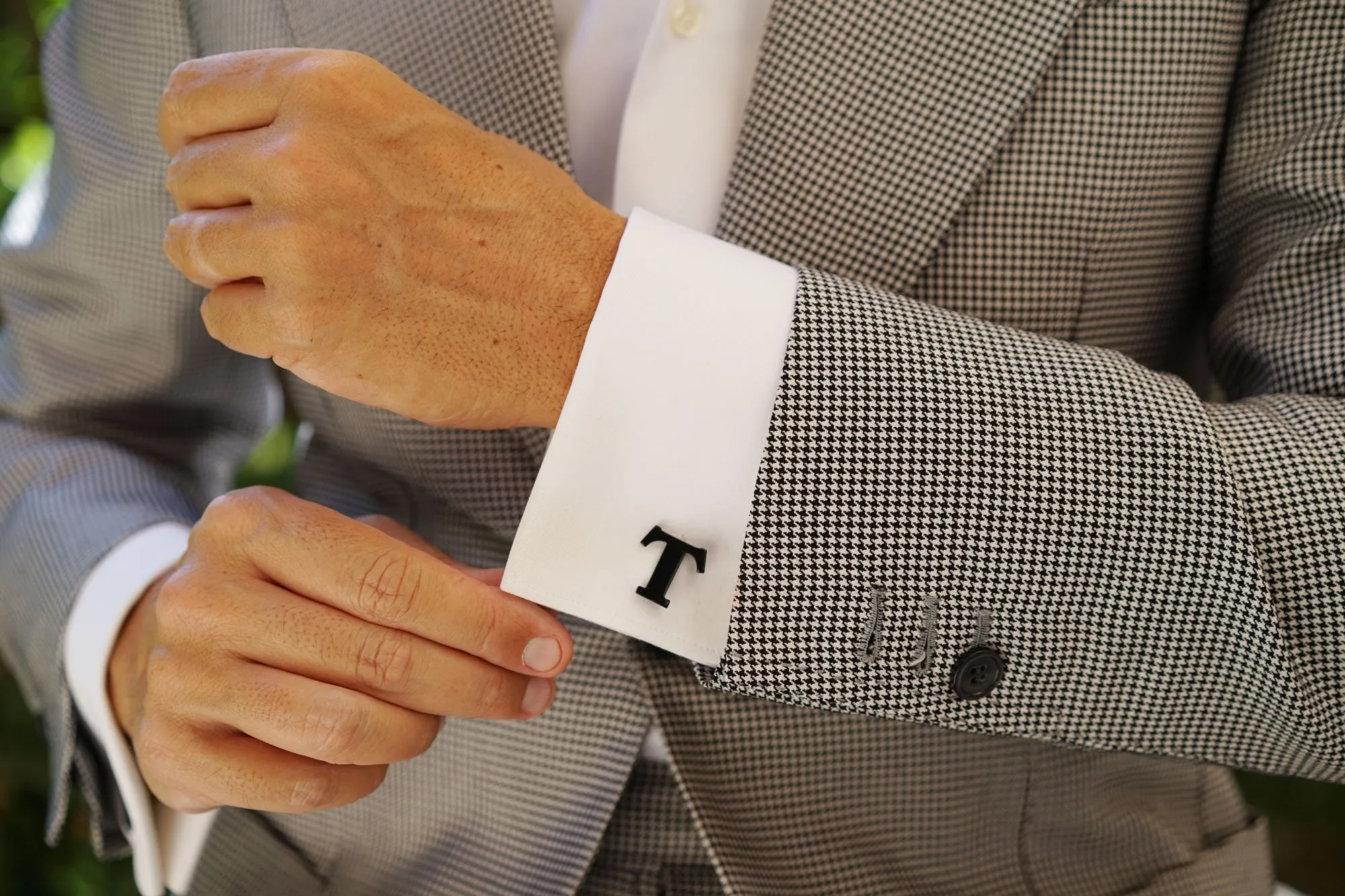 Black And Gold Letter T Cufflinks