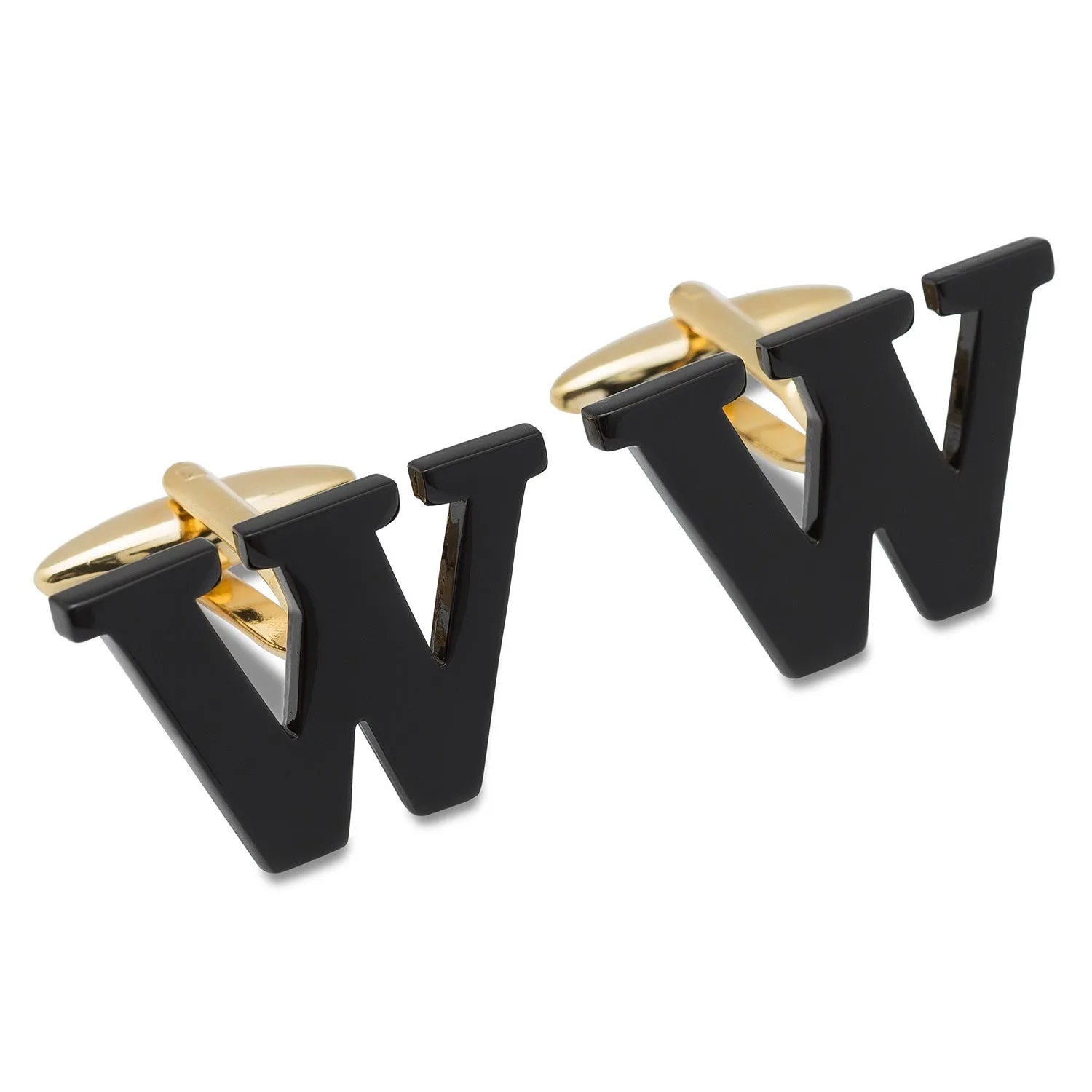 Black And Gold Letter W Cufflinks