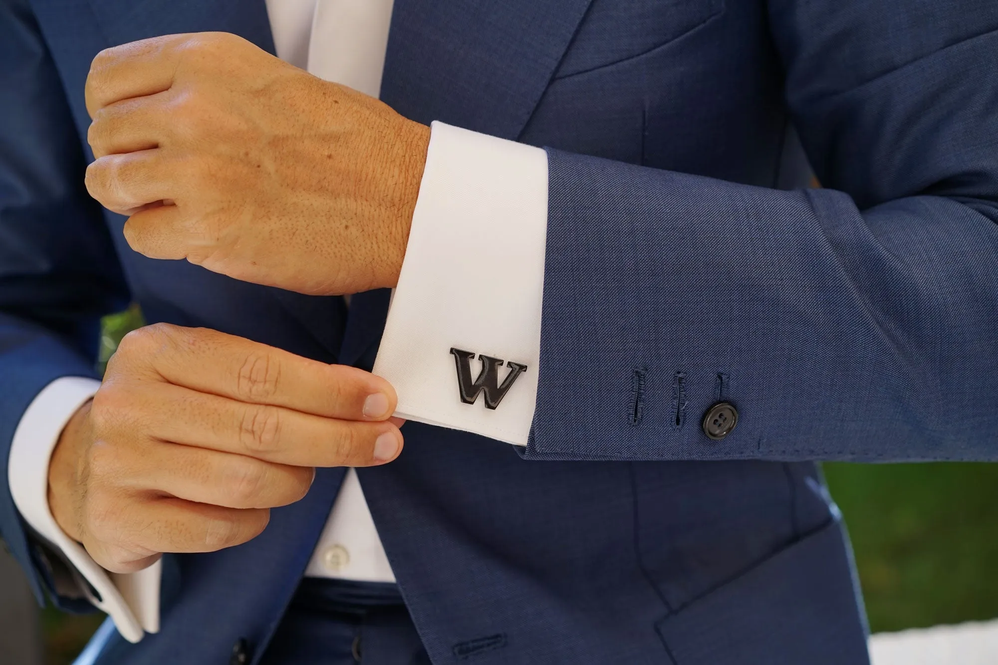 Black And Gold Letter W Cufflinks