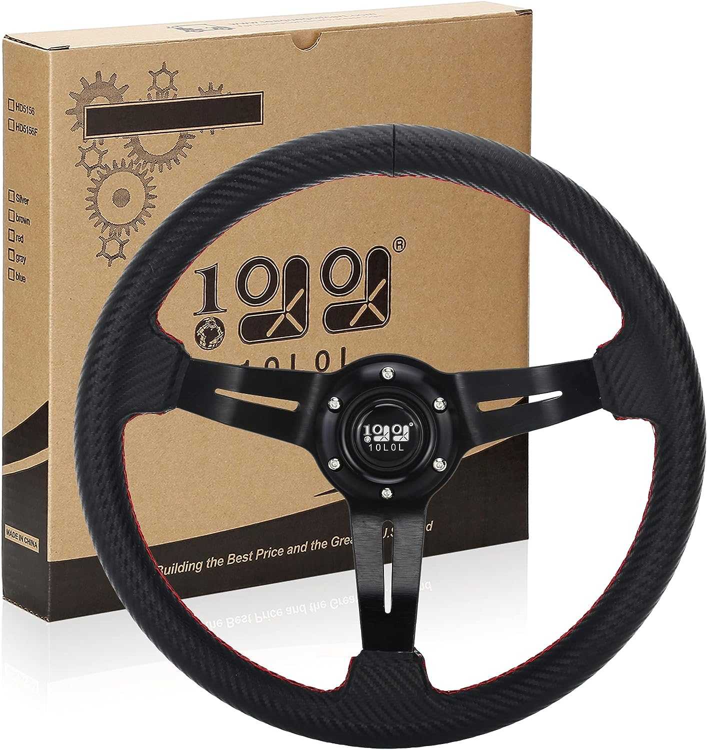 Black Golf Cart Steering Wheel for EZGO Club Car Yamaha Ergonomic Design - 10L0L