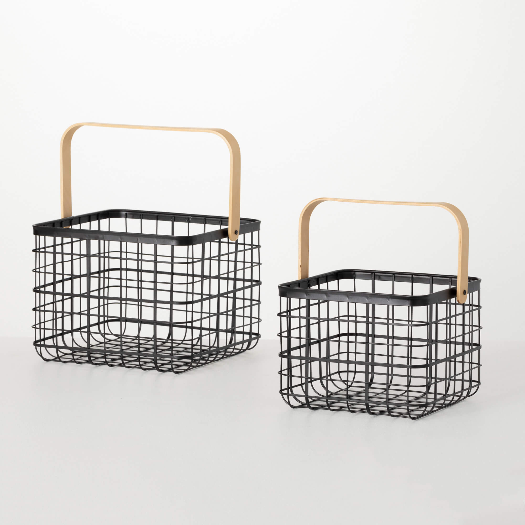 Black Metal Basket Set Of 2