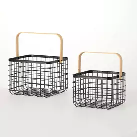 Black Metal Basket Set Of 2