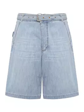 BLEACHED LIGHT DENIM SHORTS