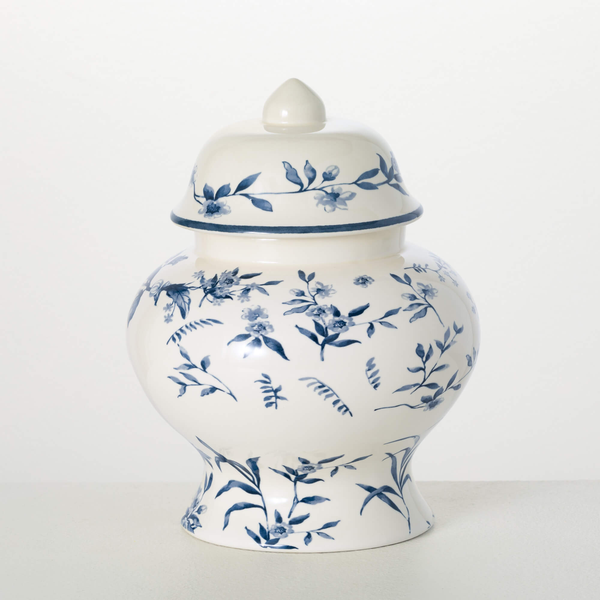 Blue Floral Ginger Jar