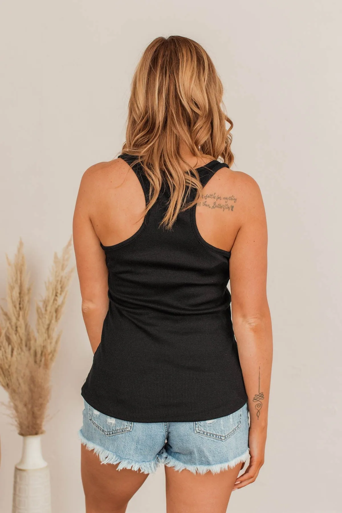 Can't Get The Best Of Me Knit Tank- Black