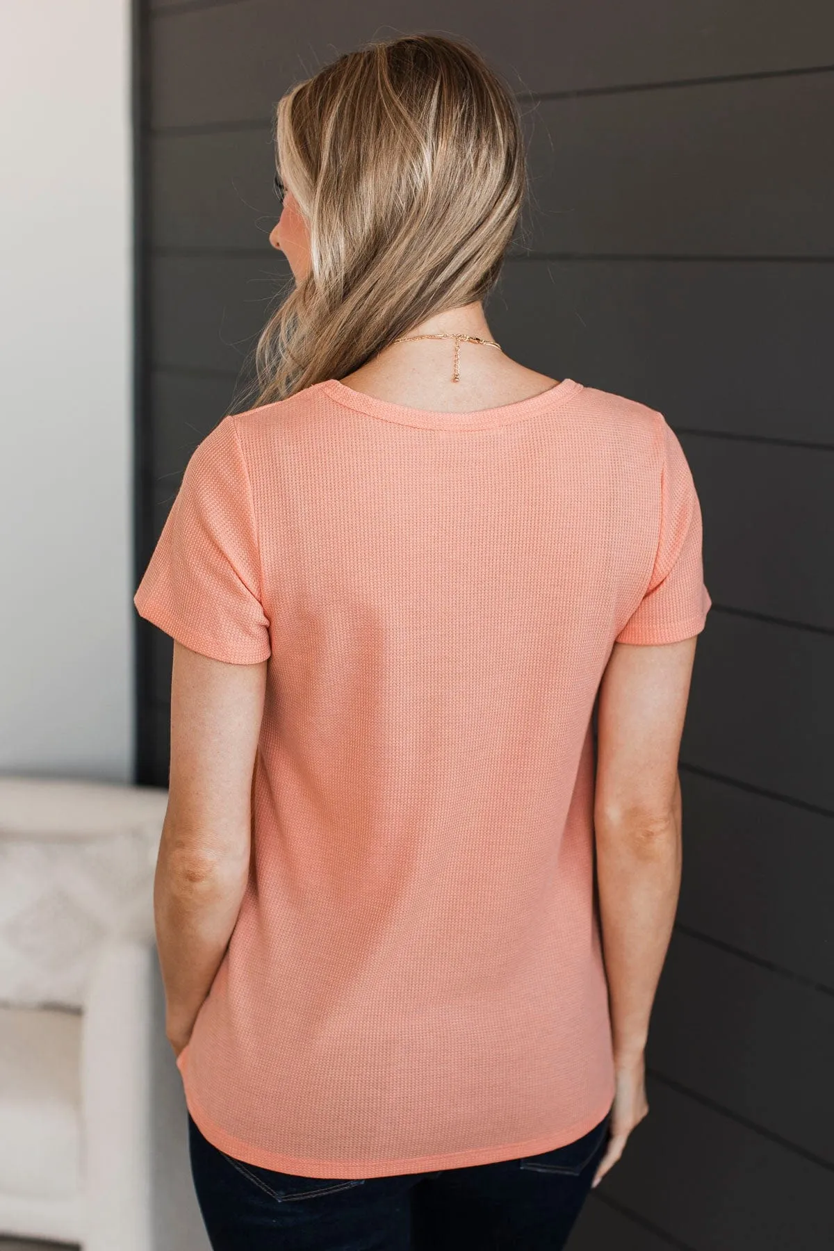 C'est La Vie Short Sleeve Top- Light Coral