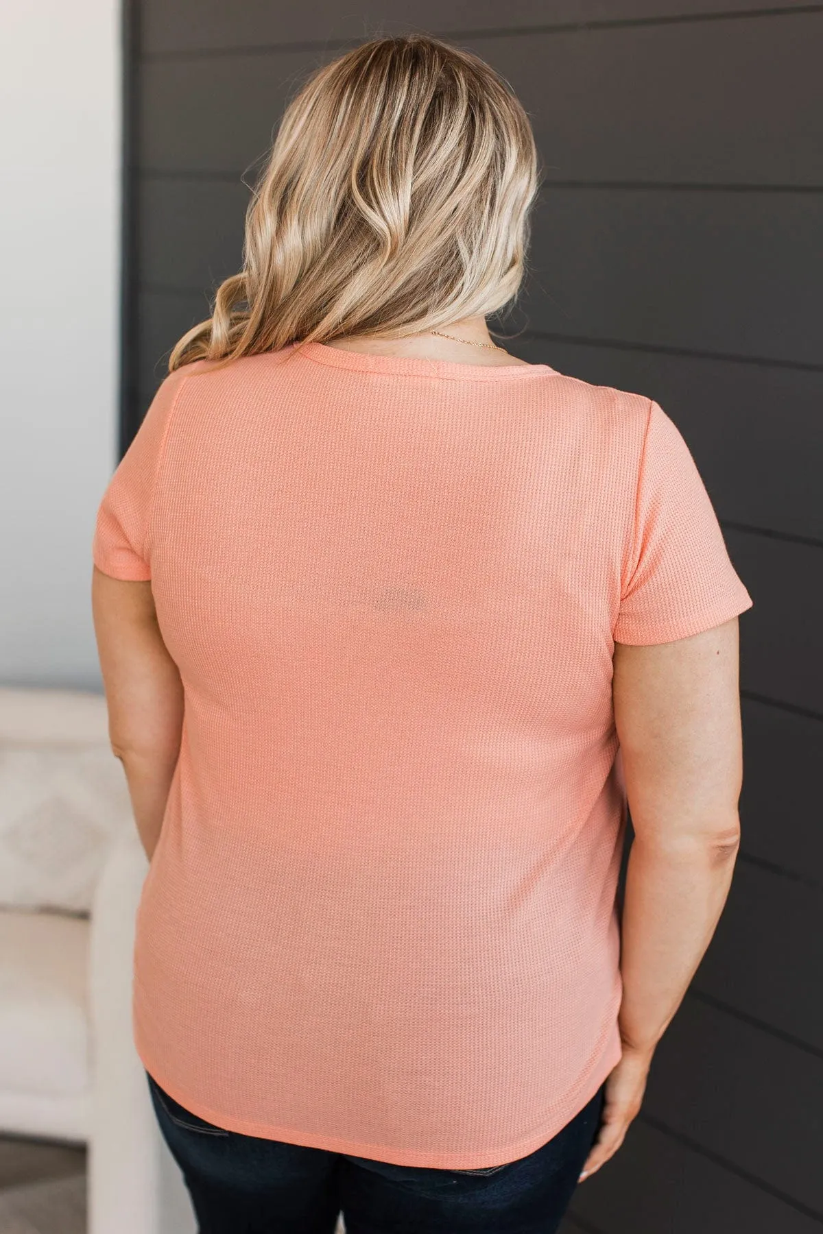 C'est La Vie Short Sleeve Top- Light Coral