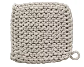 Cotton Crocheted Pot Holder - Light Grey