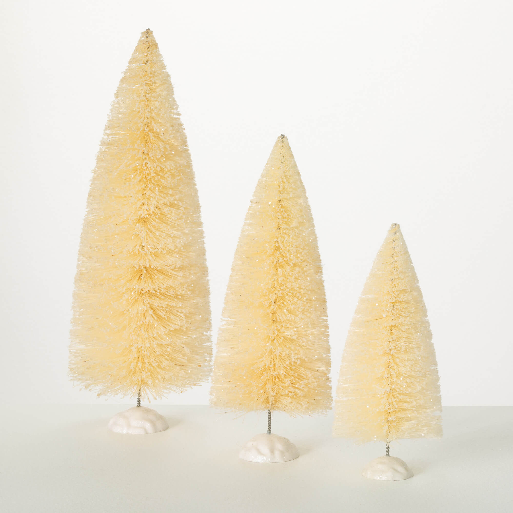 Cream Bottle Brush Tree Set 3