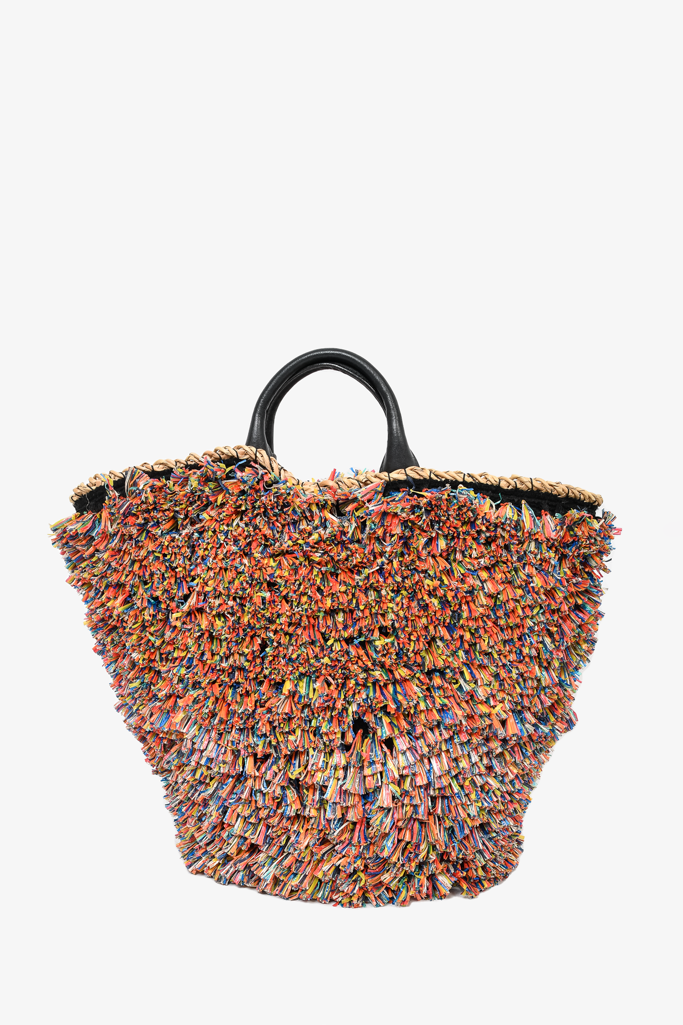 Dolce & Gabbana Multicolour Straw Woven Basket Bag w/ Leather Handles