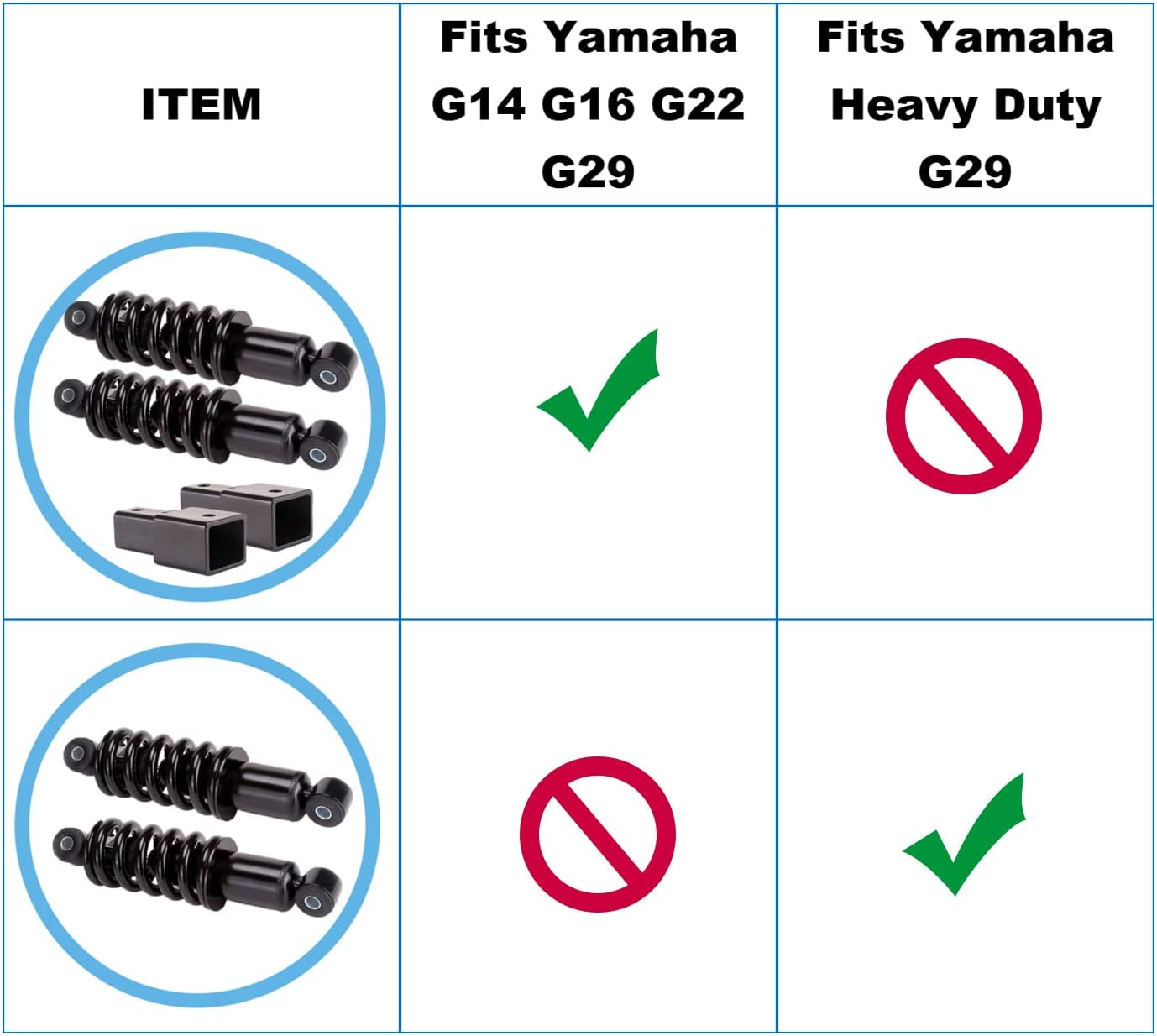 Golf Cart Lift Heavy Duty Rear Shocks Spring with Adapter for Yamaha - 10L0L