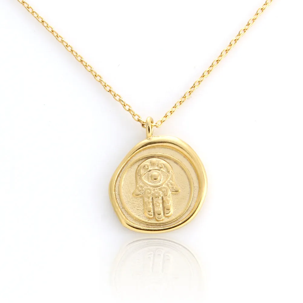 Hamsa Hand Wax Seal Necklace