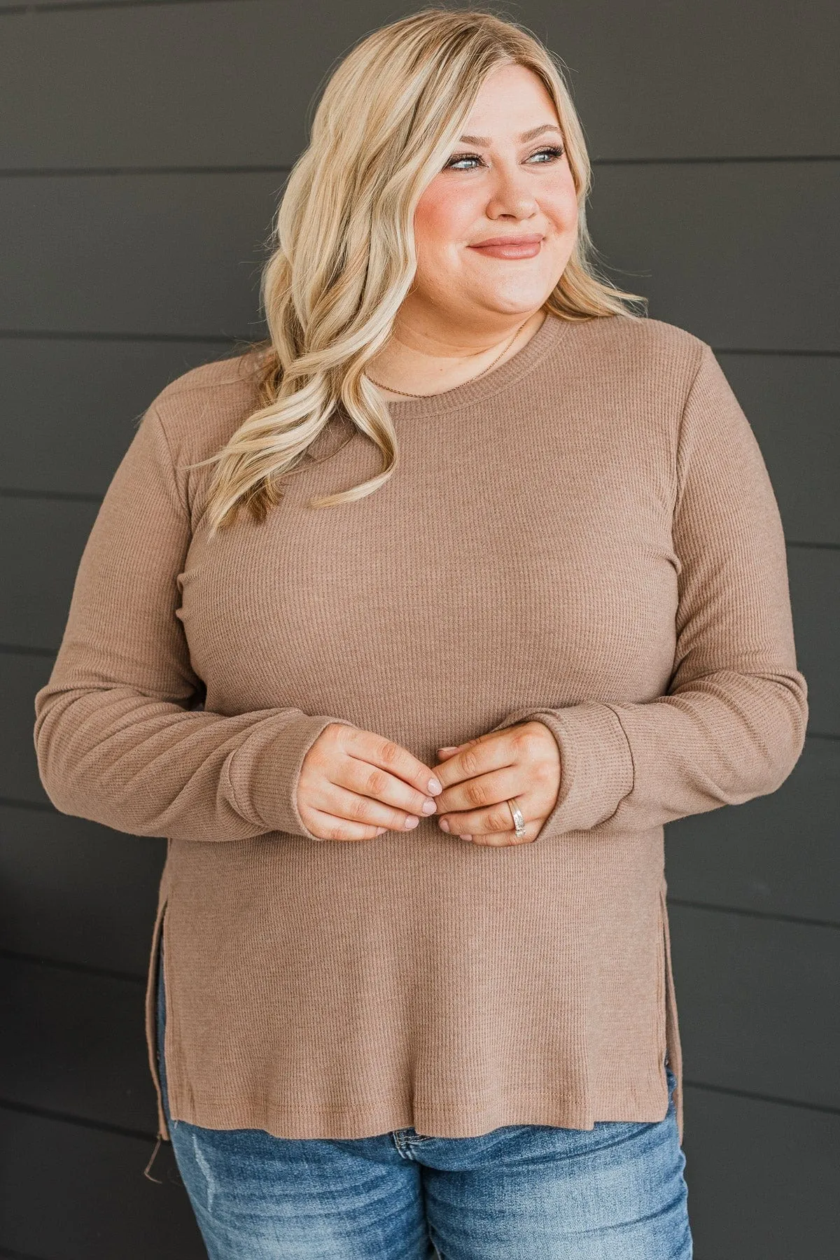 Heart On The Line Knit Top- Mocha