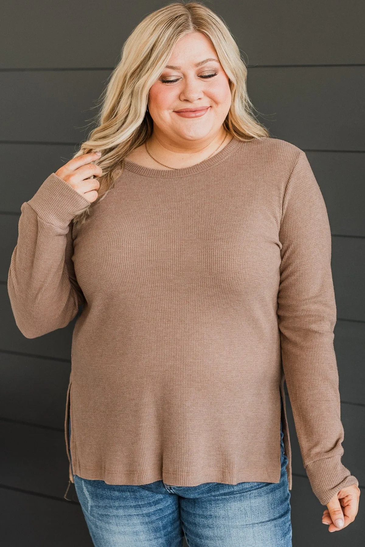 Heart On The Line Knit Top- Mocha