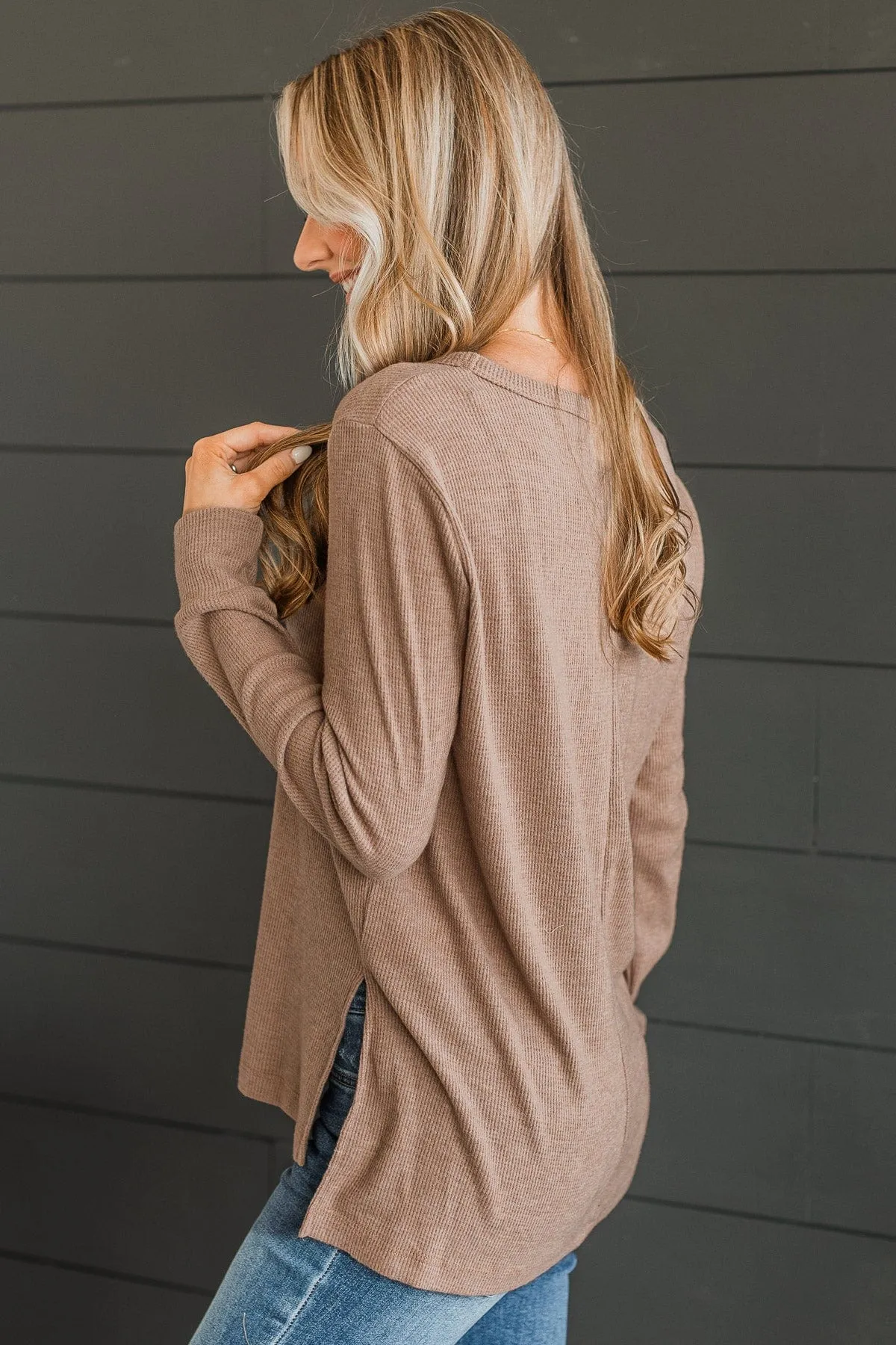 Heart On The Line Knit Top- Mocha