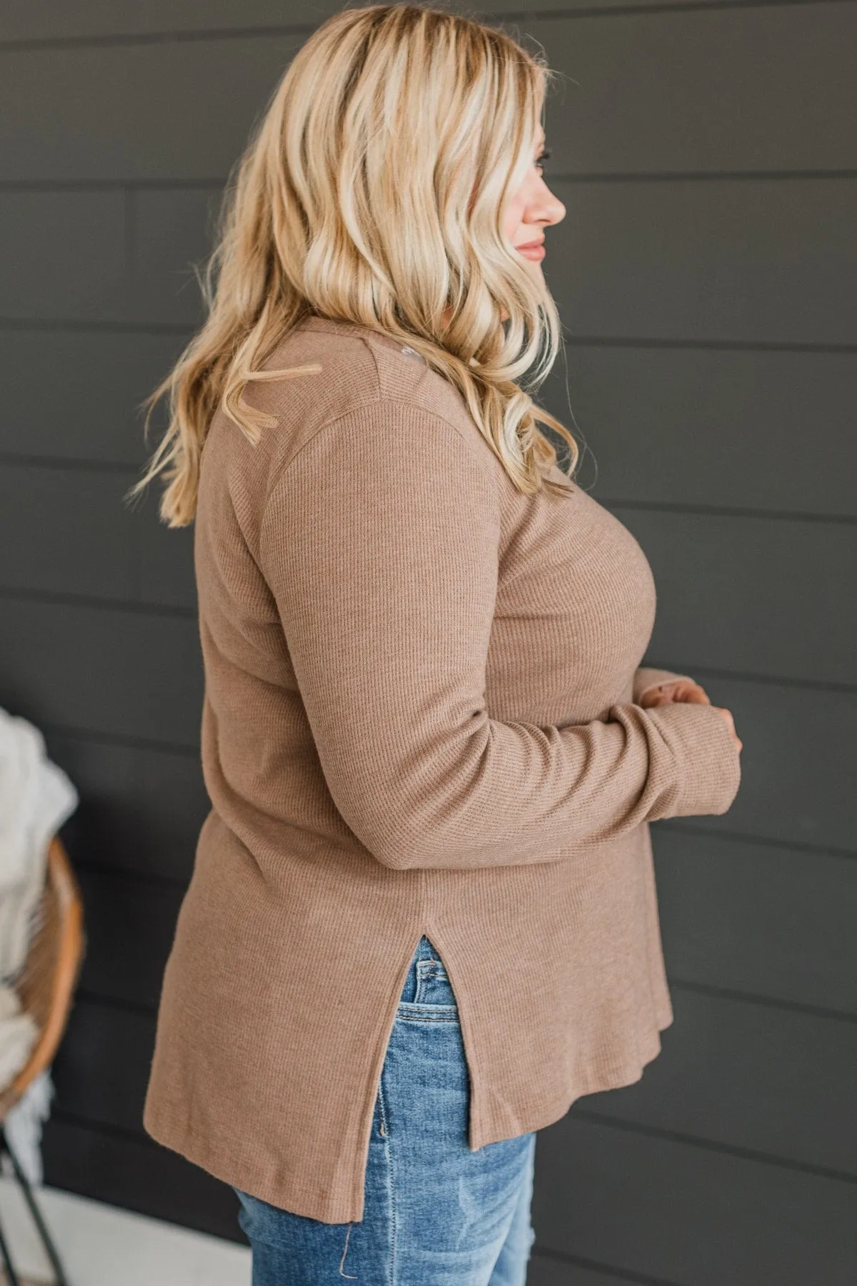 Heart On The Line Knit Top- Mocha