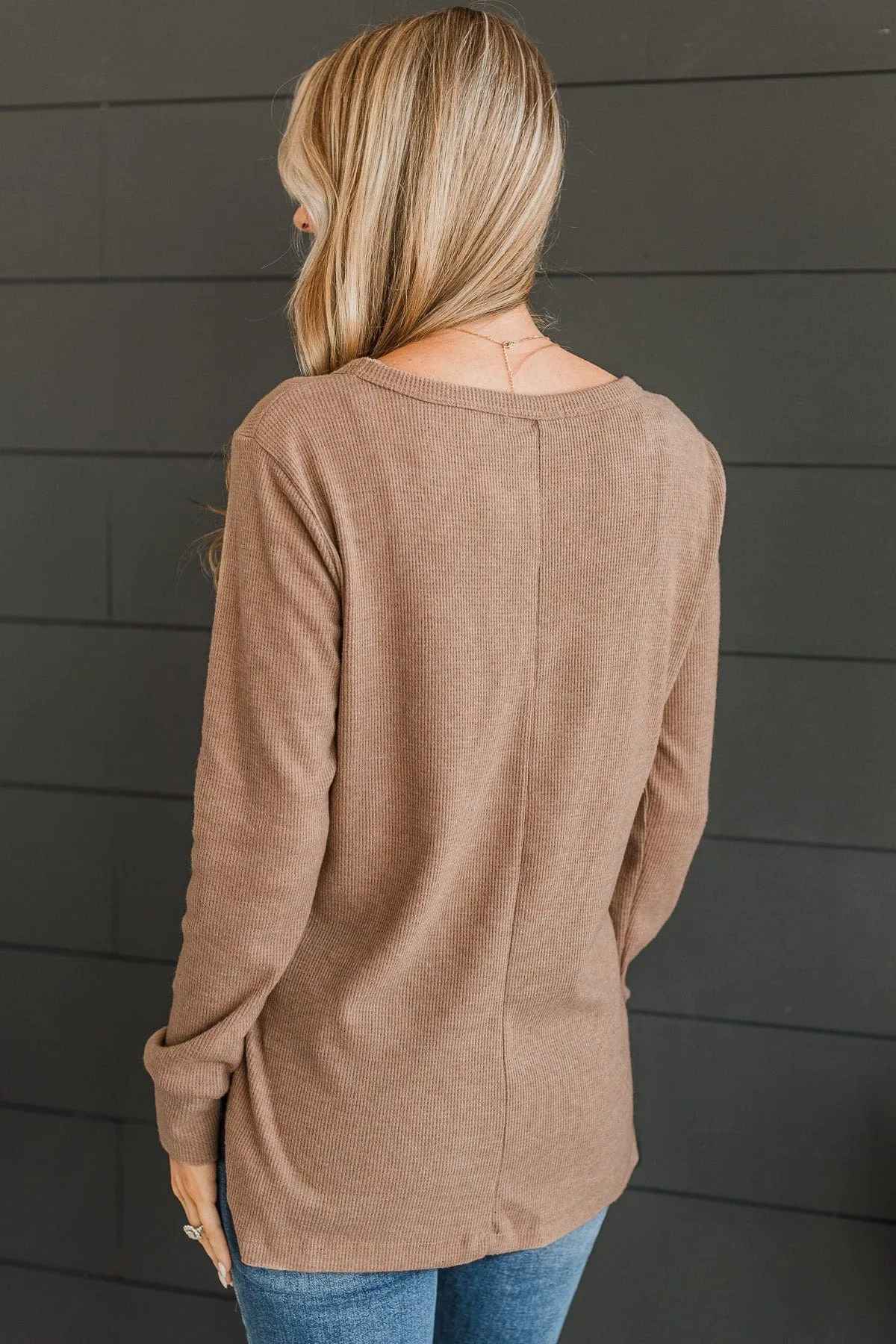 Heart On The Line Knit Top- Mocha