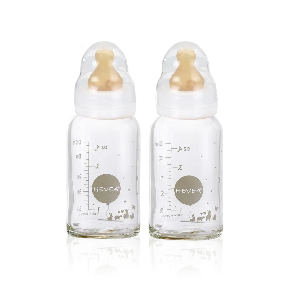 HEVEA Baby Glass Bottles | 2-Pack | White